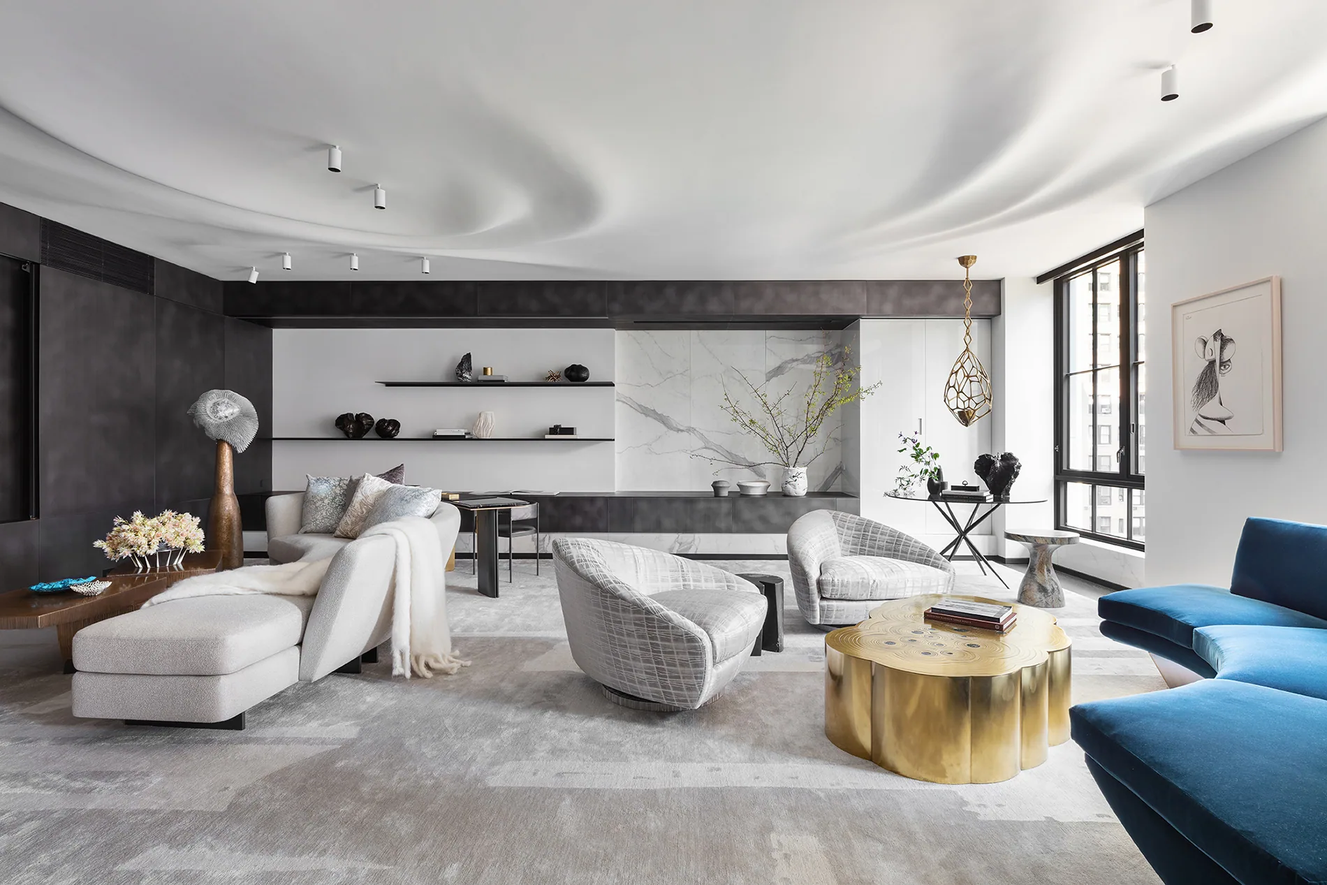 Salon, tutarlı malzeme dili — Workshop/APD, Upper East Side